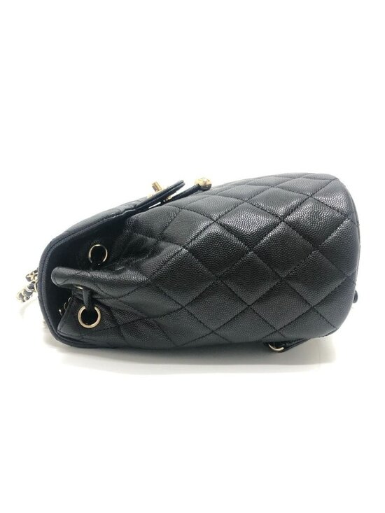 Chanel Backpack Quilted CC Logo Caviar Leather Black main image 8